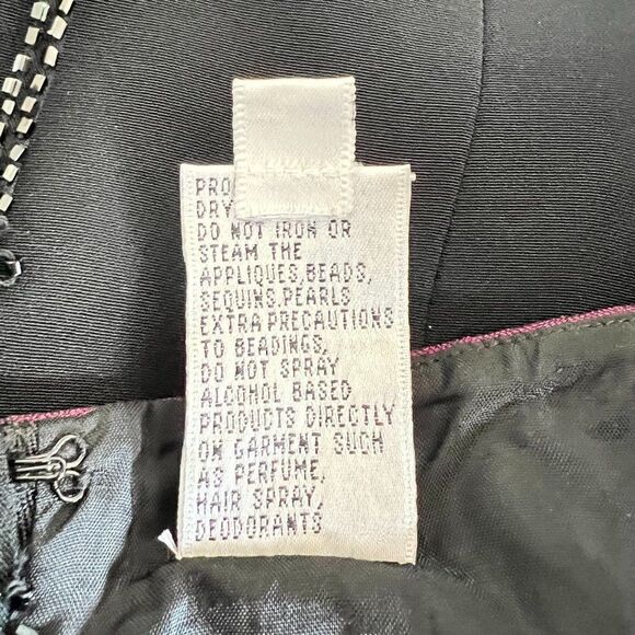 Niteline By Nahdree Vtg Black/Purple Beaded Cocktail Dress Size 12 - Picture 8 of 8